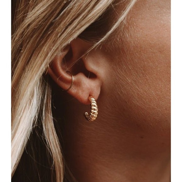 WATERPROOF CROISSANT HOOP EARRINGS everyday huggie earrings easy jewelry